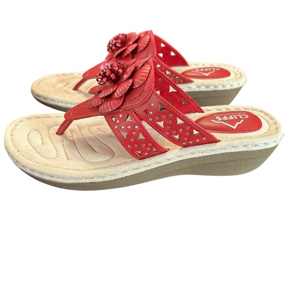 Cliffs By White Mountain Sandali Zeppa Cynthia Donna - Infradito Con Fiori E Memory Foam - Comode Zeppe Basse Estive